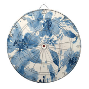 Blaue Aquarell-Blumen Botanisch Whimsical Dartscheibe