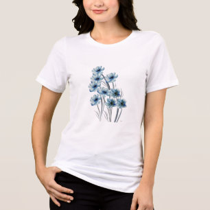 Blaue Aquarell-Blumen-Casual-T-Shirts Tri-Blend Shirt