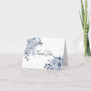 Blaue Aquarell-Blumen-Dankeskarten Dankeskarte