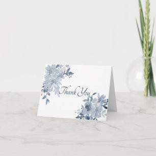 Blaue Aquarell-Blumen-Dankeskarten Karte
