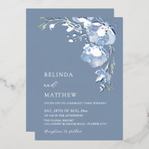 Blaue Aquarell-Blumen Hochzeit im lässigen Stil