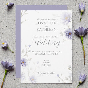 Blaue Aquarell-Blumen-Hochzeitseinladung Einladung