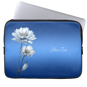 Blaue Aquarell-Blumen-Laptop-Hülle Laptopschutzhülle
