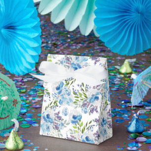 Blaue Aquarell-Blumen nahtloses Muster Geschenkschachtel