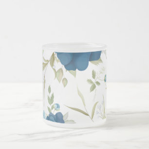 Blaue Aquarell-Blumen Nahtloses Muster Mattglastasse