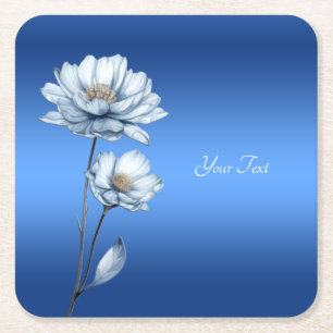 Blaue Aquarell-Blumen-Papier-Getränkeuntersetzer Rechteckiger Pappuntersetzer