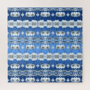 Blaue Aquarell-Blumen-Puzzle