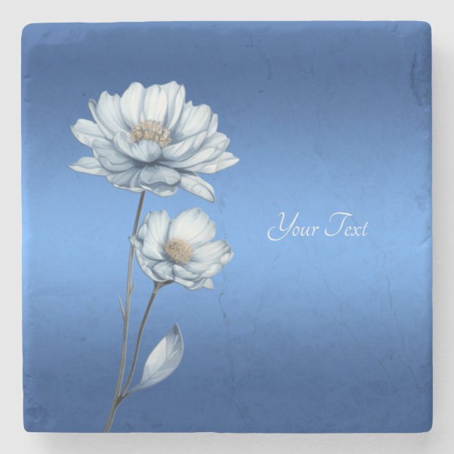 Blaue Aquarell-Blumen-Steinuntersetzer Steinuntersetzer (Vorderseite)