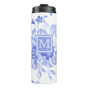 Blaue Aquarell-Blumen   Thermobecher Thermosbecher