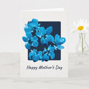 Blaue Aquarell-Blumen zum Muttertag Karte