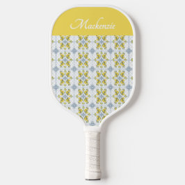 Blaue Aquarell-Französische Landhaus-Limonien-Init Pickleball Schläger