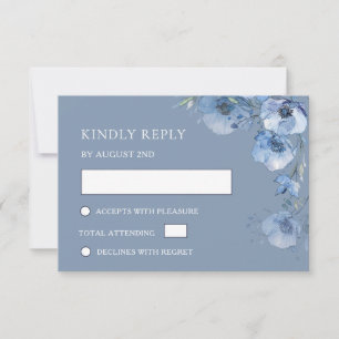 Blaue Aquarell-Hochzeits-Antwortkarte RSVP Karte