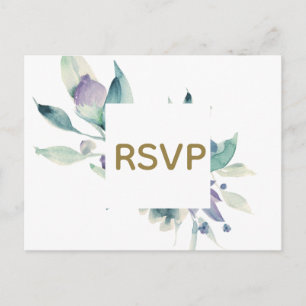 Blaue Aquarell-Hochzeits-RSVP-Karte mit Rose Einladungspostkarte