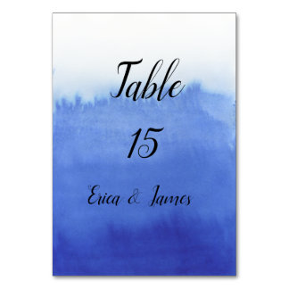Blaue Aquarell-Hochzeitstisch-Nummer Tischnummer
