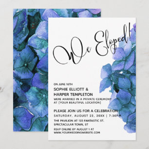 Blaue Aquarell-Hortensie Wir sind durchgebrannt! T Einladung