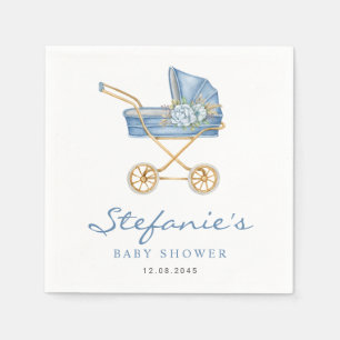 Blaue Aquarell-Kinderwagen-Baby-Party It's a Boy Serviette