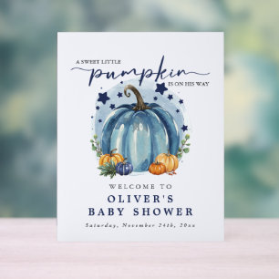Blaue Aquarell-Kürbis-Jungen-Baby-Party Begrüßung Acrylschild