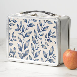 Blaue Aquarell-Laub-Lunchbox Metall Brotdose