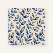 Blaue Aquarell-Laub-Notebook