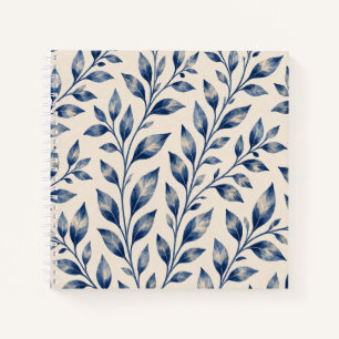 Blaue Aquarell-Laub-Notebook Notizbuch