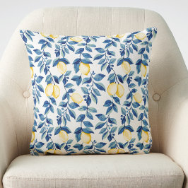 Blaue Aquarell-Limette Kissen