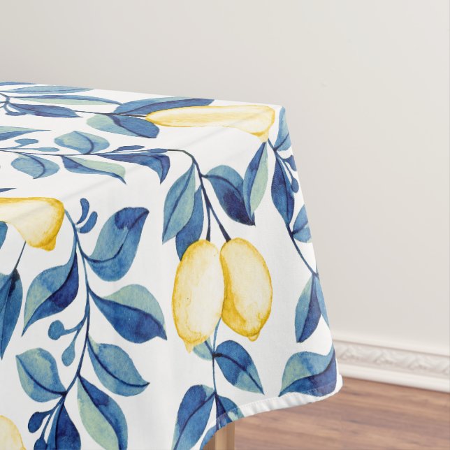 Blaue Aquarell-Limette Tischdecke (Beispiel)
