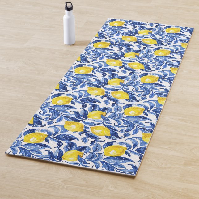 Blaue Aquarell-Limonen-Muster  Yogamatte (Beispiel)