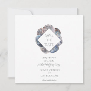 Blaue Aquarell-Meeresschnecke Save-the-Date-Flachk Einladung