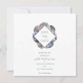 Blaue Aquarell-Meeresschnecke Save-the-Date-Flachk Einladung