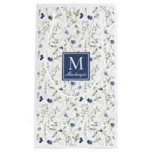 Blaue Aquarell-Monogramm-Wildblume