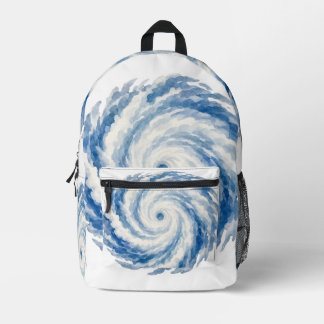 Blaue Aquarell-Ozean-Sturm-Swirle – Abstrakt Bedruckter Rucksack