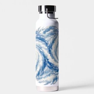 Blaue Aquarell-Ozean-Sturm-Swirle – Abstrakt Trinkflasche