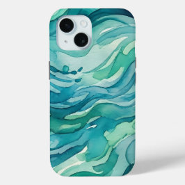 Blaue Aquarell-Ozeanwellen Case-Mate iPhone Hülle