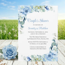 Blaue Aquarell-Rosen Brautpaar-Brautjungfernparty