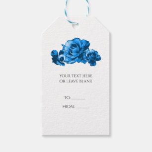 Blaue Aquarell-Rosen Elegante Hochzeit Geschenkanhänger