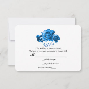 Blaue Aquarell-Rosen Elegante Hochzeits-RSVP-Karte RSVP Karte