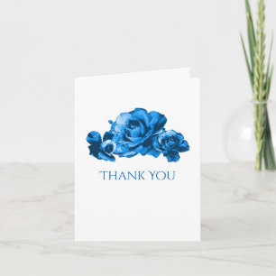 Blaue Aquarell-Rosen Hochzeit Danke Karte