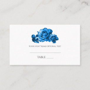 Blaue Aquarell-Rosen Hochzeit Sitzplatzkarte Platzkarte