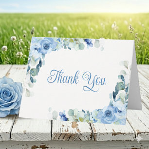 Blaue Aquarell-Rosen Hochzeits-Dankeskarten Dankeskarte