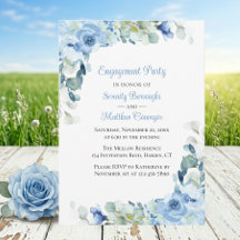 Blaue Aquarell-Rosen-Verlobungsfeier