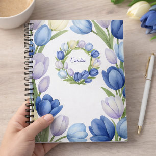 Blaue Aquarell-Tulpe Florale Eleganz für Sie Notizblock