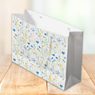 Blaue Aquarell-Wildblume Große Geschenktüte