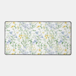 Blaue Aquarell-Wildblume Schreibtischunterlage