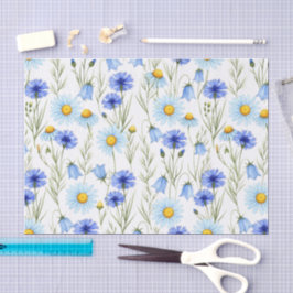 Blaue Aquarell-Wildblume Seidenpapier