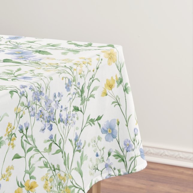 Blaue Aquarell-Wildblume Tischdecke (Beispiel)