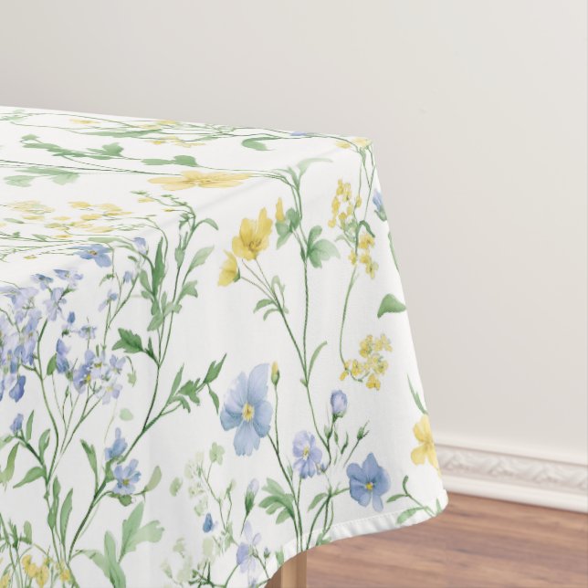 Blaue Aquarell-Wildblume Tischdecke (Beispiel)