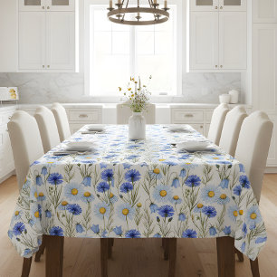 Blaue Aquarell-Wildblume Tischdecke