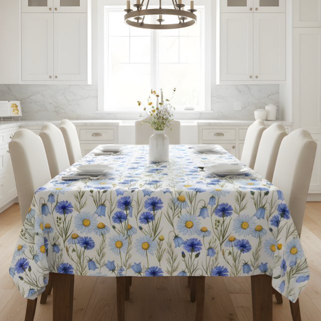 Blaue Aquarell-Wildblume Tischdecke (Von Creator hochgeladen)