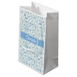Blaue Aquarell-Wildblumen benutzerdefinierter Name Kleine Geschenktüte