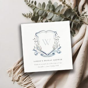 Blaue Aquarell-Wildblumen-Krone Brautparty Serviette